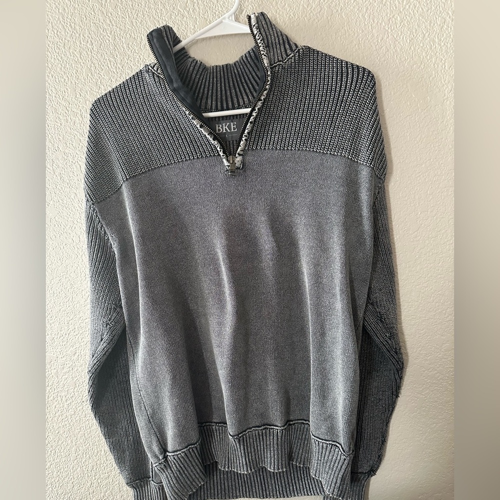 BKE Men's Charcoal Zip-Up Sweater